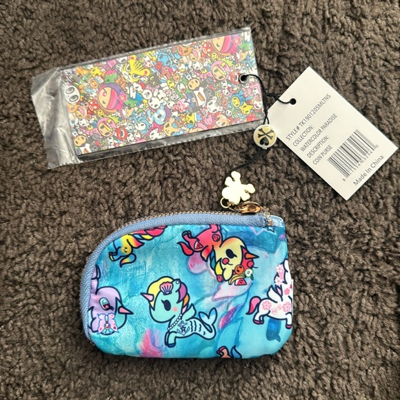 Tokidoki watercolor paradise zip coin purse (New) - Picture 2 of 4